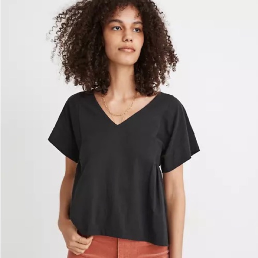 Madewell supima cotton flutter sleeve tee black new no tags